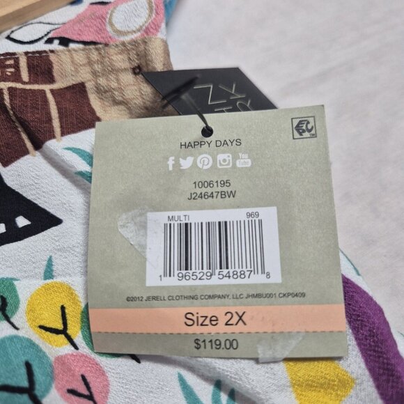 John Mark Womens  Retro American Cities 3/4 Sleeve Button Up Shirt  Size 2X 53 - Picture 14 of 14